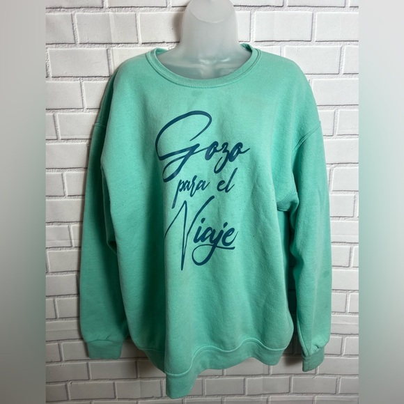 JERZEES women light green “gozo para el viaje”sweatshirt /size L - Picture 1 of 6